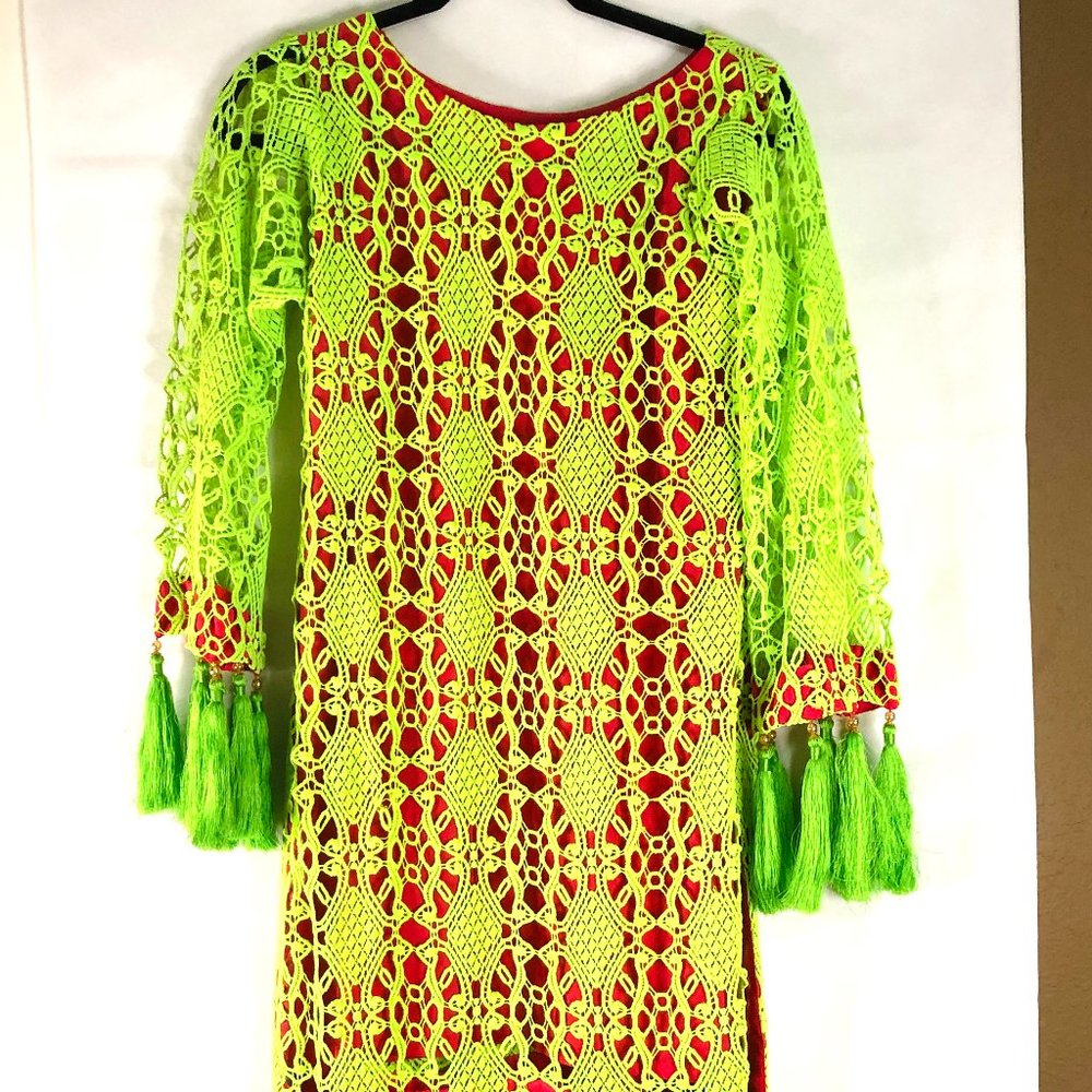 NEW Indian Pakistani 2 Piece Neon Green & Pink Set
